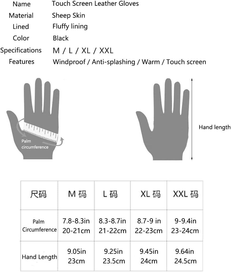 Tillonetiy Men's Winter Genuine Sheepskin Gloves, Touch Screen Warm Leather Gloves for Men, Cashmere Lined Outdoor Driving - Image 5